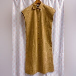 Ultrasuede Camel Dress Women’s S-M Tan Sleeveless Button-Down Midi Vintage